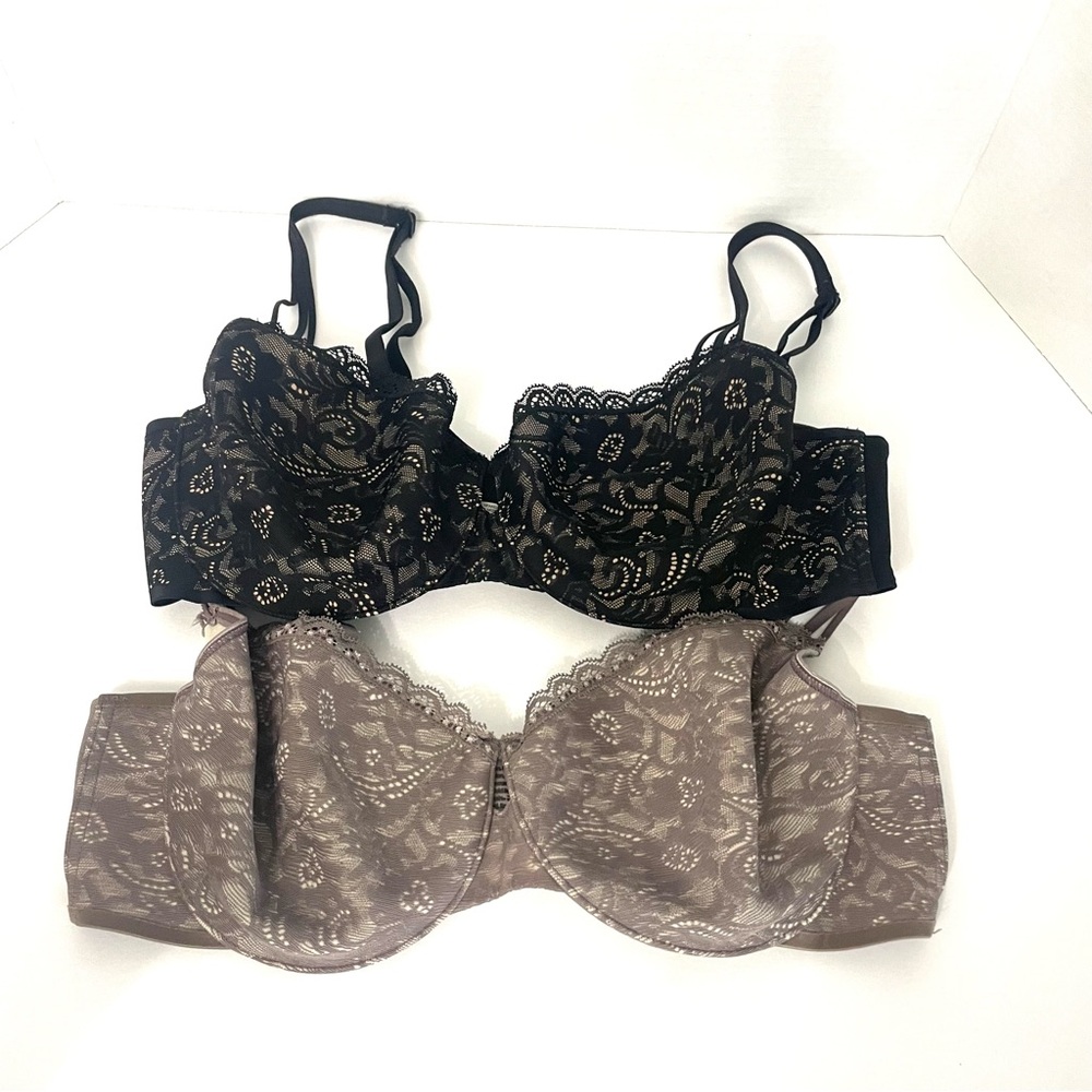 Soma Enticing Lift Underwire Balconette Bras Size 34 D Black & Gray Lot Of 2